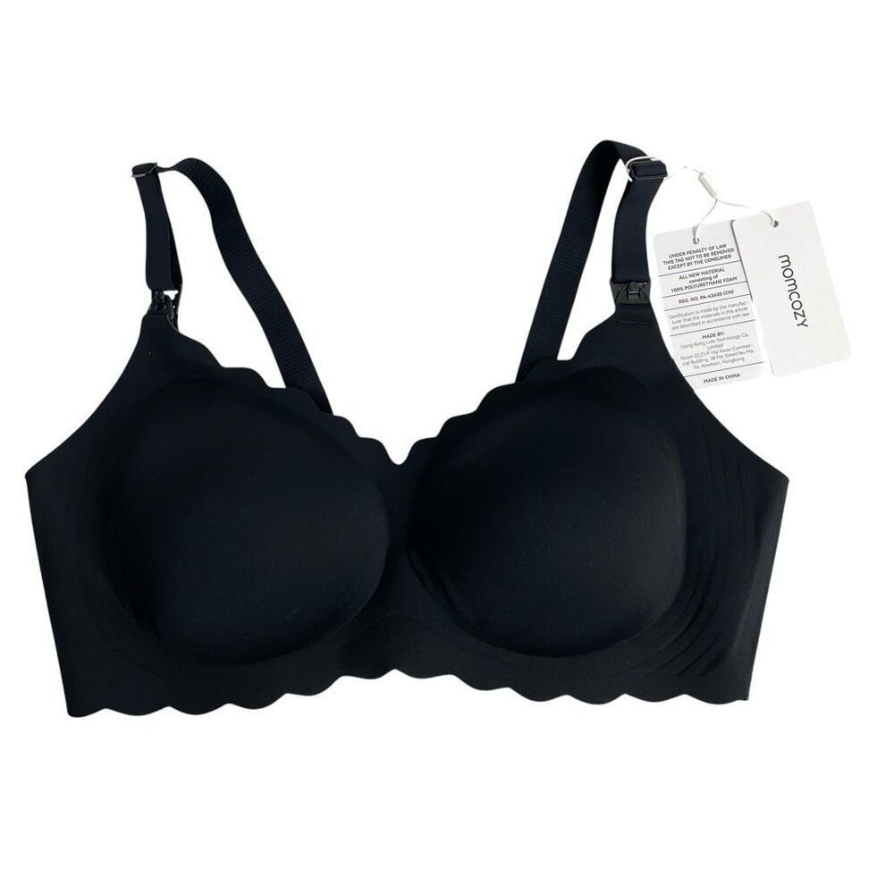 NEW MomCozy‎ black Jelly Strip Seamless Push up Nursing Bra Size 3XL